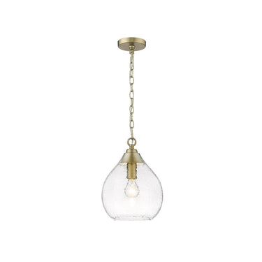 Golden Lighting 1094-S-HCG Ariella Small Pendant in Hammered Clear Glass - Crescent Harbor