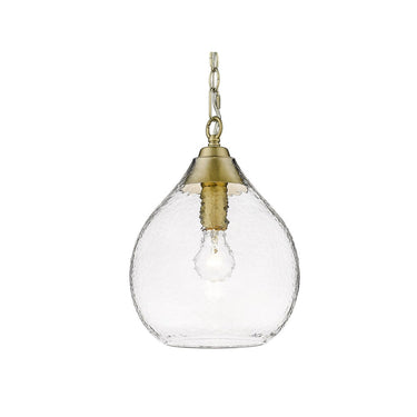 Golden Lighting 1094-S-HCG Ariella Small Pendant in Hammered Clear Glass - Crescent Harbor