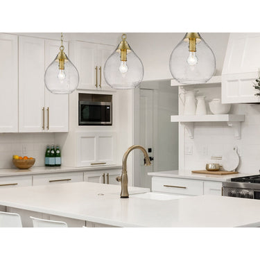 Golden Lighting 1094-S-HCG Ariella Small Pendant in Hammered Clear Glass - Crescent Harbor
