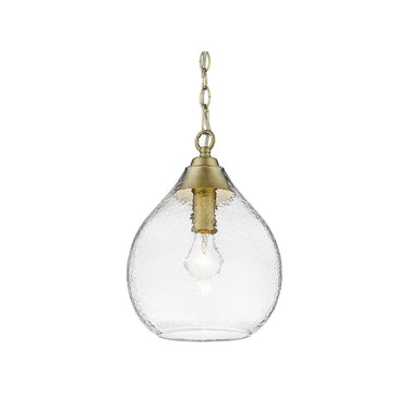 Golden Lighting 1094-S-HCG Ariella Small Pendant in Hammered Clear Glass - Crescent Harbor