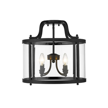Golden Lighting 1157-SF BLK Payton Semi-Flush in Matte Black with Clear Glass - Crescent Harbor