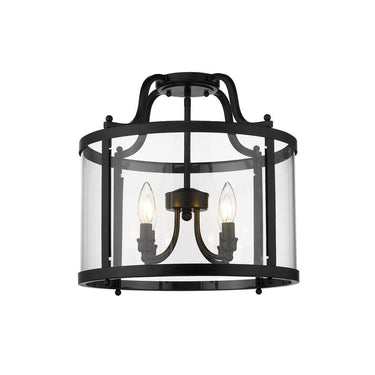 Golden Lighting 1157-SF BLK Payton Semi-Flush in Matte Black with Clear Glass - Crescent Harbor