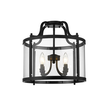 Golden Lighting 1157-SF BLK Payton Semi-Flush in Matte Black with Clear Glass - Crescent Harbor