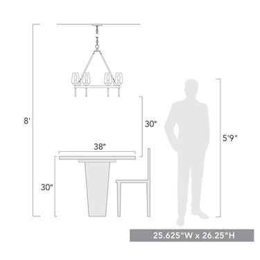 Golden Lighting 1210-6 TWP Regent 6 Light Chandelier in Textured White Plaster with Clear Glass Shade - Crescent Harbor