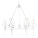 Golden Lighting 1210-6 TWP Regent 6 Light Chandelier in Textured White Plaster with Clear Glass Shade - Crescent Harbor