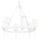 Golden Lighting 1210-6 TWP Regent 6 Light Chandelier in Textured White Plaster with Clear Glass Shade - Crescent Harbor