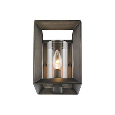 Golden Lighting 2073-1W GMT Smyth 1 Light Wall Sconce (Gunmetal Bronze & Clear Glass) in Gunmetal Bronze with Clear Glass - Crescent Harbor