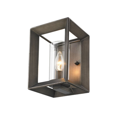 Golden Lighting 2073-1W GMT Smyth 1 Light Wall Sconce (Gunmetal Bronze & Clear Glass) in Gunmetal Bronze with Clear Glass - Crescent Harbor