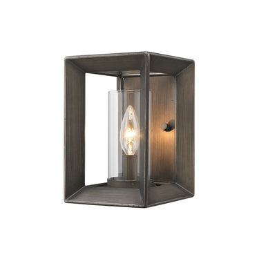 Golden Lighting 2073-1W GMT Smyth 1 Light Wall Sconce (Gunmetal Bronze & Clear Glass) in Gunmetal Bronze with Clear Glass - Crescent Harbor