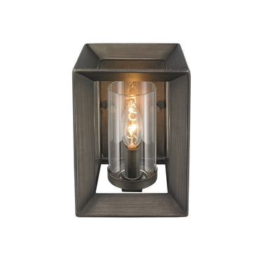 Golden Lighting 2073-1W GMT Smyth 1 Light Wall Sconce (Gunmetal Bronze & Clear Glass) in Gunmetal Bronze with Clear Glass - Crescent Harbor
