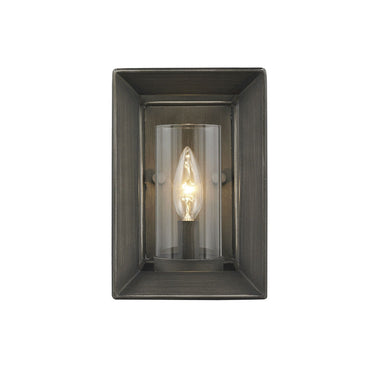 Golden Lighting 2073-1W GMT Smyth 1 Light Wall Sconce (Gunmetal Bronze & Clear Glass) in Gunmetal Bronze with Clear Glass - Crescent Harbor