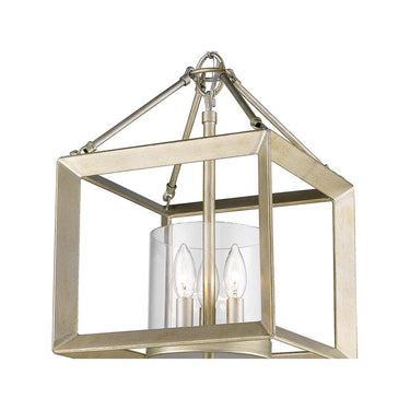 Golden Lighting 2073-M3-CLR Smyth Mini Chandelier (Gunmetal Bronze & Clear Glass) in Clear Glass - Crescent Harbor