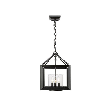Golden Lighting 2073-M3-CLR Smyth Mini Chandelier (Gunmetal Bronze & Clear Glass) in Clear Glass - Crescent Harbor