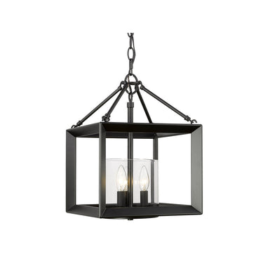 Golden Lighting 2073-M3-CLR Smyth Mini Chandelier (Gunmetal Bronze & Clear Glass) in Clear Glass - Crescent Harbor
