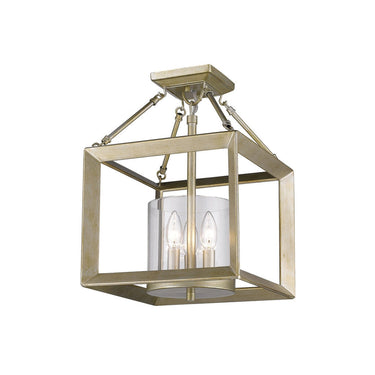 Golden Lighting 2073-M3-CLR Smyth Mini Chandelier (Gunmetal Bronze & Clear Glass) in Clear Glass - Crescent Harbor