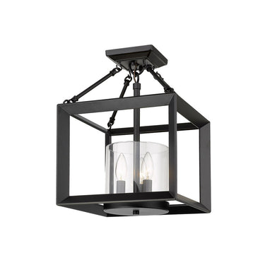 Golden Lighting 2073-M3-CLR Smyth Mini Chandelier (Gunmetal Bronze & Clear Glass) in Clear Glass - Crescent Harbor