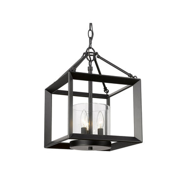 Golden Lighting 2073-M3-CLR Smyth Mini Chandelier (Gunmetal Bronze & Clear Glass) in Clear Glass - Crescent Harbor