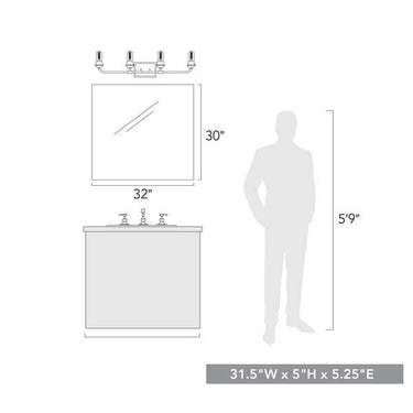 Golden Lighting 2120-BA4 Ormond 4 Light Bath Vanity in No Shade - Crescent Harbor