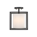 Golden Lighting 2243-1SF BLK-MWS Manhattan Semi-Flush in Matte Black with Modern White Shade - Crescent Harbor