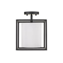 Golden Lighting 2243-1SF BLK-MWS Manhattan Semi-Flush in Matte Black with Modern White Shade - Crescent Harbor