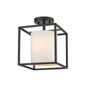 Golden Lighting 2243-1SF BLK-MWS Manhattan Semi-Flush in Matte Black with Modern White Shade - Crescent Harbor
