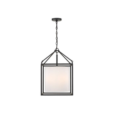 Golden Lighting 2243-3P BLK-MWS Manhattan 3 Light Pendant in Matte Black with Modern White Shade - Crescent Harbor