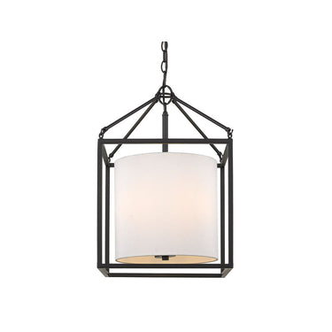 Golden Lighting 2243-3P BLK-MWS Manhattan 3 Light Pendant in Matte Black with Modern White Shade - Crescent Harbor