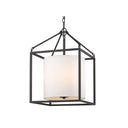 Golden Lighting 2243-3P BLK-MWS Manhattan 3 Light Pendant in Matte Black with Modern White Shade - Crescent Harbor
