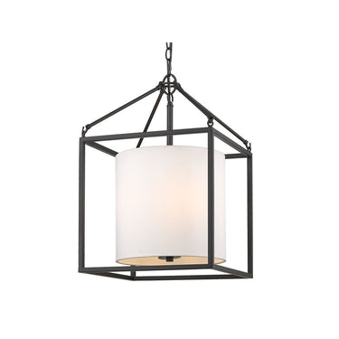 Golden Lighting 2243-3P BLK-MWS Manhattan 3 Light Pendant in Matte Black with Modern White Shade - Crescent Harbor