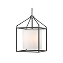 Golden Lighting 2243-3P BLK-MWS Manhattan 3 Light Pendant in Matte Black with Modern White Shade - Crescent Harbor