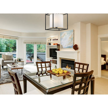 Golden Lighting 2243-3P BLK-MWS Manhattan 3 Light Pendant in Matte Black with Modern White Shade - Crescent Harbor