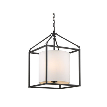 Golden Lighting 2243-3P BLK-MWS Manhattan 3 Light Pendant in Matte Black with Modern White Shade - Crescent Harbor