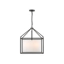 Golden Lighting 2243-5 BLK-MWS Manhattan 5 Light Chandelier in Matte Black with Modern White Shade - Crescent Harbor