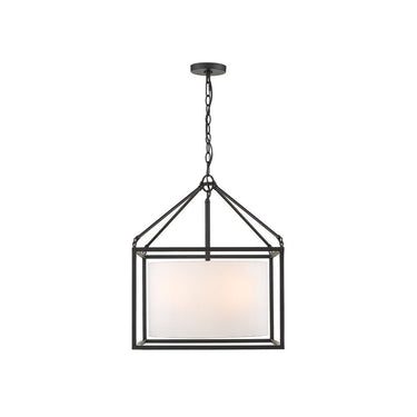 Golden Lighting 2243-5 BLK-MWS Manhattan 5 Light Chandelier in Matte Black with Modern White Shade - Crescent Harbor