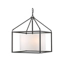 Golden Lighting 2243-5 BLK-MWS Manhattan 5 Light Chandelier in Matte Black with Modern White Shade - Crescent Harbor