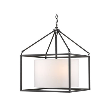 Golden Lighting 2243-5 BLK-MWS Manhattan 5 Light Chandelier in Matte Black with Modern White Shade - Crescent Harbor