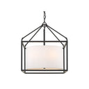 Golden Lighting 2243-5 BLK-MWS Manhattan 5 Light Chandelier in Matte Black with Modern White Shade - Crescent Harbor