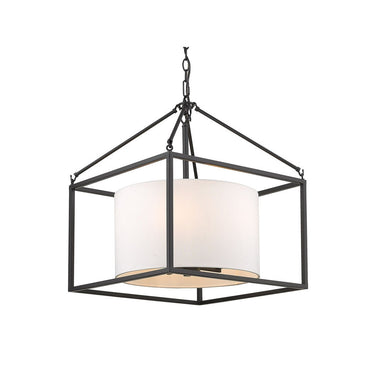 Golden Lighting 2243-5 BLK-MWS Manhattan 5 Light Chandelier in Matte Black with Modern White Shade - Crescent Harbor