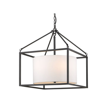 Golden Lighting 2243-5 BLK-MWS Manhattan 5 Light Chandelier in Matte Black with Modern White Shade - Crescent Harbor
