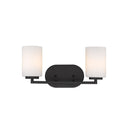 Golden Lighting 2243-BA2 BLK-OP Manhattan 2 Light Bath Vanity in Matte Black with Opal Glass - Crescent Harbor