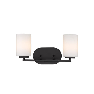Golden Lighting 2243-BA2 BLK-OP Manhattan 2 Light Bath Vanity in Matte Black with Opal Glass - Crescent Harbor
