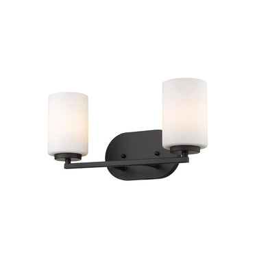 Golden Lighting 2243-BA2 BLK-OP Manhattan 2 Light Bath Vanity in Matte Black with Opal Glass - Crescent Harbor