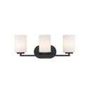 Golden Lighting 2243-BA3 BLK-OP Manhattan 3 Light Bath Vanity in Matte Black with Opal Glass - Crescent Harbor