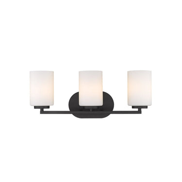 Golden Lighting 2243-BA3 BLK-OP Manhattan 3 Light Bath Vanity in Matte Black with Opal Glass - Crescent Harbor