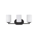 Golden Lighting 2243-BA3 BLK-OP Manhattan 3 Light Bath Vanity in Matte Black with Opal Glass - Crescent Harbor