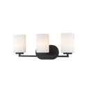 Golden Lighting 2243-BA3 BLK-OP Manhattan 3 Light Bath Vanity in Matte Black with Opal Glass - Crescent Harbor