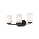Golden Lighting 2243-BA3 BLK-OP Manhattan 3 Light Bath Vanity in Matte Black with Opal Glass - Crescent Harbor