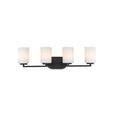 Golden Lighting 2243-BA4 BLK-OP Manhattan 4 Light Bath Vanity in Matte Black with Opal Glass - Crescent Harbor