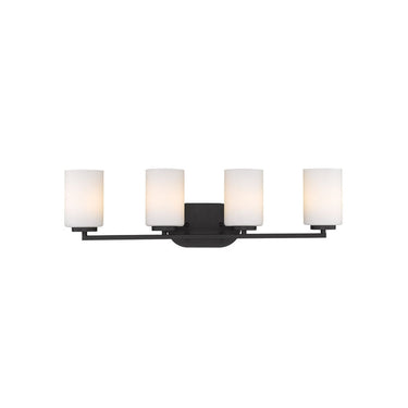 Golden Lighting 2243-BA4 BLK-OP Manhattan 4 Light Bath Vanity in Matte Black with Opal Glass - Crescent Harbor