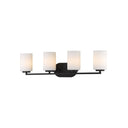 Golden Lighting 2243-BA4 BLK-OP Manhattan 4 Light Bath Vanity in Matte Black with Opal Glass - Crescent Harbor